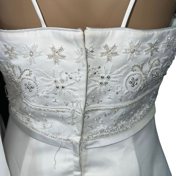 Signature Womens Wedding Dress Gown Beaded Bridal White Sheer Long Train - Picture 7 of 13